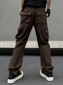Manfinity EMRG Pantaloni casual da uomo a gamba dritta, vestibilità comoda, con tasca con zip