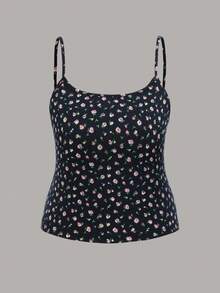 SHEIN CovetEZ Plus Size 3pcs/Set Casual Solid Color Cami Tops With Ditsy Floral Prints For Spring/Summer - Multicolor - View 9