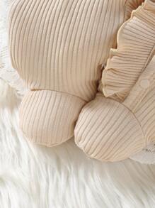 SHEIN 嬰兒女寶寶純色圓領休閒簡約睡衣，帶荷葉邊