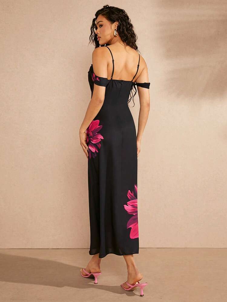 Elegant Off-Shoulder Floral Dress
