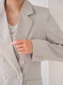 Aveloria Modichic Ladies' Plain Buttoned Long Sleeve Blazer - Khaki - View 9