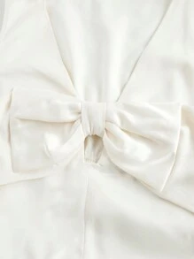 SHEIN MOD French Style Satin Bowknot Sleeveless Mini Dress, Cut Out Tiered A-Line Princess Dress, Graduation Party - White - View 3