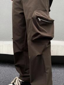Manfinity EMRG Pantaloni casual da uomo a gamba dritta, vestibilità comoda, con tasca con zip