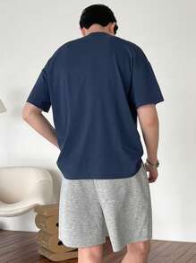 DAZY 男士夏季字母印花2件套裝 - 藏蓝色 - 查看 2