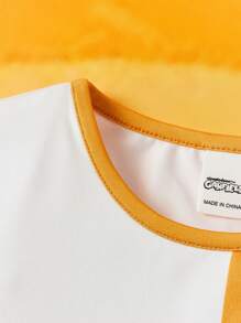 GARFIELD | SHEIN Young Girl Casual Two Tone Tee Dress With Cartoon And Heart Print For Summer