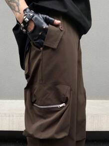 Manfinity EMRG Pantaloni casual da uomo a gamba dritta, vestibilità comoda, con tasca con zip