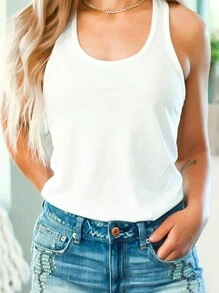 INAWLY Women's Summer Casual Butterfly Print Tank Top Graphic Tees Women Tops - White - View 2