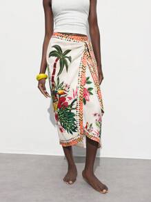 Maija Women's Casual Cruise Ship Graphic Printed A-Line Skirt For Daily Wear - Multicolor - View 1