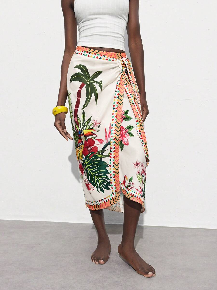 Maija Women's Casual Cruise Ship Graphic Printed A-Line Skirt For Daily Wear - Multicolor - View 1