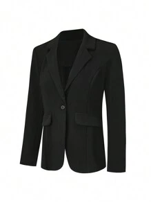 SHEIN Clasi Solid Color Turn Collar Single Breasted Suit Jacket And Pants Set