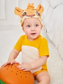 SHEIN 3pcs/Set Baby Boys' Casual Animal Lion Printed Playwear Costume Including Hat And Gloves, Spring/Summer