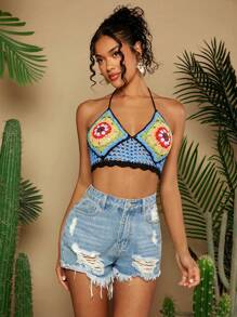 Travachic Women's Floral Knit Short Vacation Style Pullover Sweater - Multicolor - View 6
