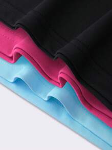 INAWLY Women's Summer Solid Color Round Neck Drop Shoulder Short Sleeve Loose Casual T-Shirt - Multicolor - View 3