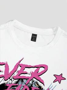 ROMWE MEN Street Life Spring/Summer Casual Graphic White Men'S Casual Portrait & Slogan Graphic Short Sleeve T-Shirt - Multicolor - View 5