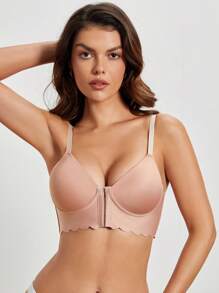 Women's Front Closure Wireless Bra, 1pc - Apricot - View 6