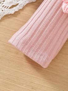 SHEIN Áo khoác cardigan dài tay hoa 3D đầy màu sắc màu hồng cho cô gái trẻ - Hồng - Xem 3