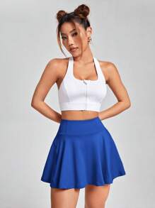 SHEIN EZwear Váy dệt kim thông thường màu xanh thể thao dành cho nữ, để chạy bộ, tập thể dục - Xanh đậm - Xem 3