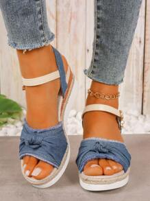 Women's Platform Wedge Sandals, Fairy Style, Open Toe High Heels For Summer - Blue - View 1