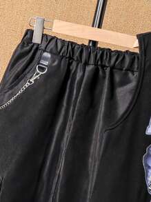 Teen Boy Summer Casual Letter Print Top And Workwear Long Pants, 2pcs/Set