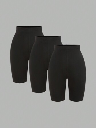 SHEIN SXY 3er-Pack Damen Leggings, bequem und glatt für Yoga, Fitness und Radfahren, sowie für den täglichen Gebrauch