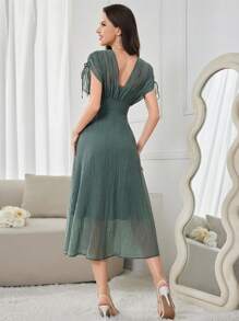 Modelyn Women's Elegant & Simple Mesh Daily Wear Dress,Elegant Evening Party Dress Long Evening Dresses - Green - View 2