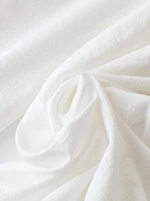 SHEIN Essnce White Asymmetrical Hem A-Line Tunic Loose Wide Leg Pants Casual Holiday Set