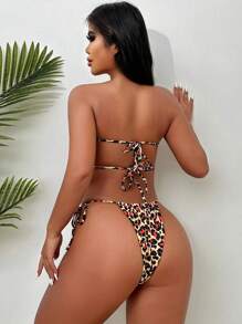 SHEIN Swim Ladies" Halterneck Printed Bikini Set With Hollow Out Back Straps Design For Summer - Multicolor - View 2