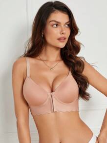 Women's Front Closure Wireless Bra, 1pc - Apricot - View 5