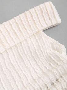 SHEIN Unity 純色紋理布料露肩夏季時尚上衣