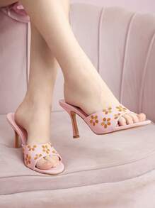 CUCCOO DOLLMOD Women Fashionable And Elegant High Heels With Small Flower Embroidery