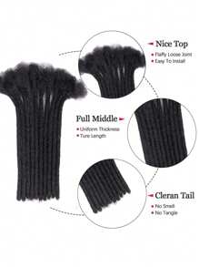 Boho Braids 60 股 4-8 英寸真人发辫接发，宽度 0.4 厘米，适合男士/女士，手工制作永久性辫接发，真人发束可染色和漂白，接发钩编真人发无结辫子 - S1 - 查看 6