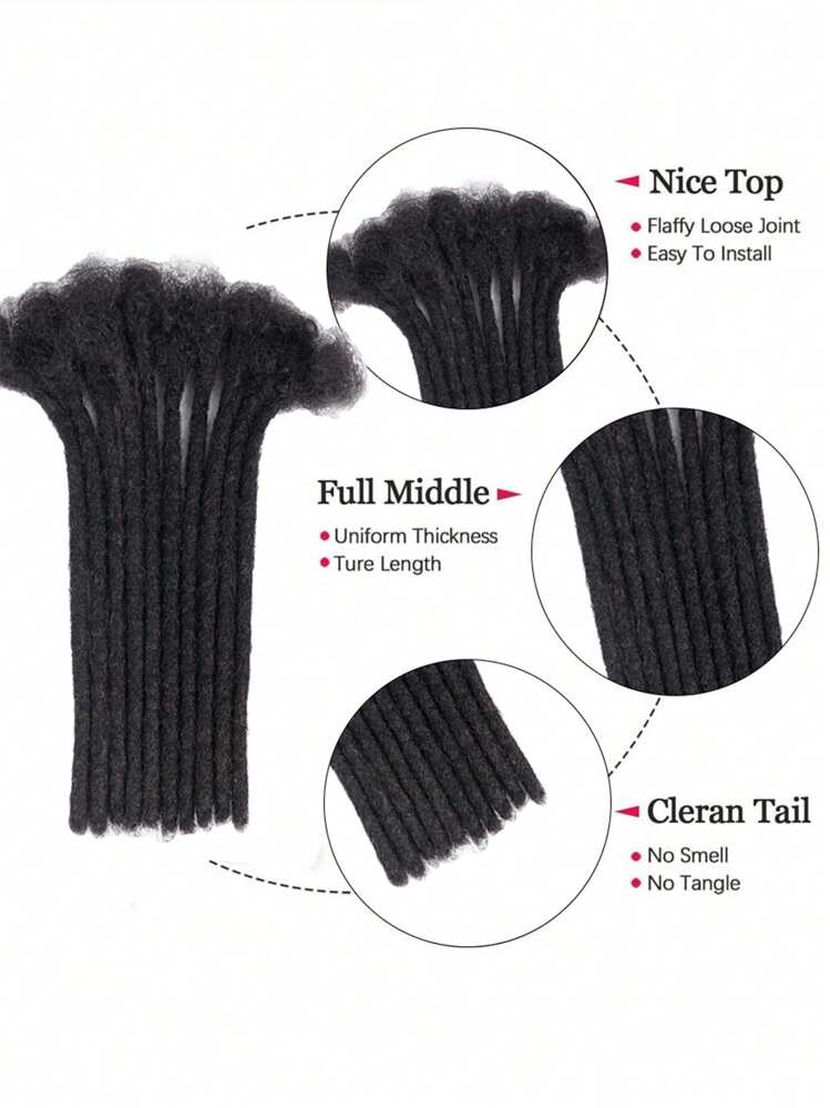 Boho Braids 60 Strands 4-8Inch Human Hair Dreadlock Extensions, 0.4cm Width For Men/Women Hand-Made Permanent DreadLock Extensions Human Hair Bundles Can Be Dyed And Bleached Hair Extensions Crochet Human Hair Knotless Braids - S1 - View 6