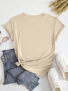 INAWLY Camiseta casual de manga corta para mujer de talla grande de verano con impresión de letras y fresas