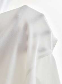 Tween Girl Casual Spring/Summer Knitted Solid Color Half High Neck Short Sleeve Top - White - View 7