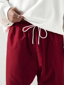 Manfinity VCAY Men's Casual Rose Printed Hoodie And Shorts Set, For Fall Winter