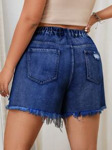 SHEIN EZwear Plus maat licht gewassen gescheurde sexy denim shorts