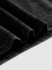 ROMWE Grunge Punk 大码蜘蛛与骷髅印花标语 T 恤，带磨损和雪洗设计，不要触及底线，学校，夏季