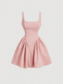 SHEIN MOD Vintage White Open Back Ladies' Dress - Pink - View 1