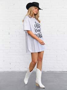 SHEIN LUNE Trang phục sinh nhật Váy thêu lấp lánh bạc cần thiết - Bạc - Xem 3