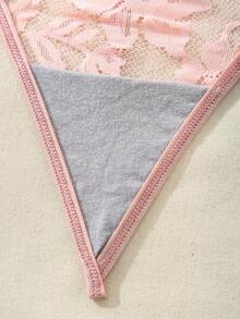 SHEIN ثوب داخلي أنيق مثير من الدانتيل بتفاصيل خامة الدانتيل اللون الصلب للسيدات