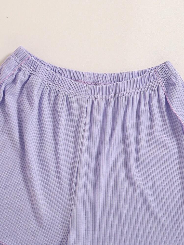 Teen Girl Purple Simple Cami Top & Shorts Casual Two-Piece Home Service Outfit