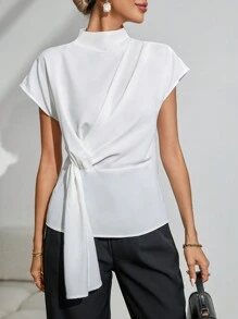 Firerie 女士高端前綁帶白色夏季上衣