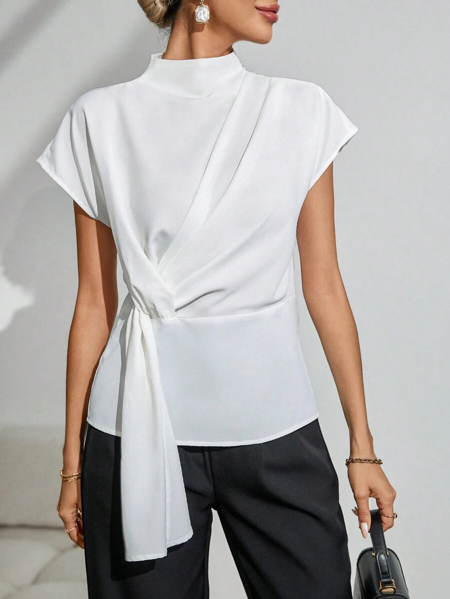 Firerie 女士高端前綁帶白色夏季上衣