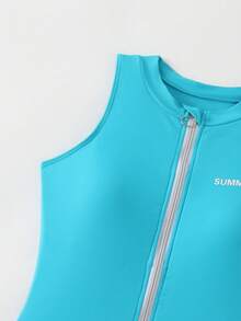 SHEIN Swim Women's One-Piece Sunner For Summer,Summer Beach - Blue - View 5