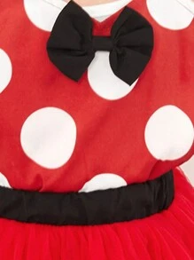 SHEIN Baby Girls'  & Cute Polka Dot Mesh Dress - Multicolor - View 3