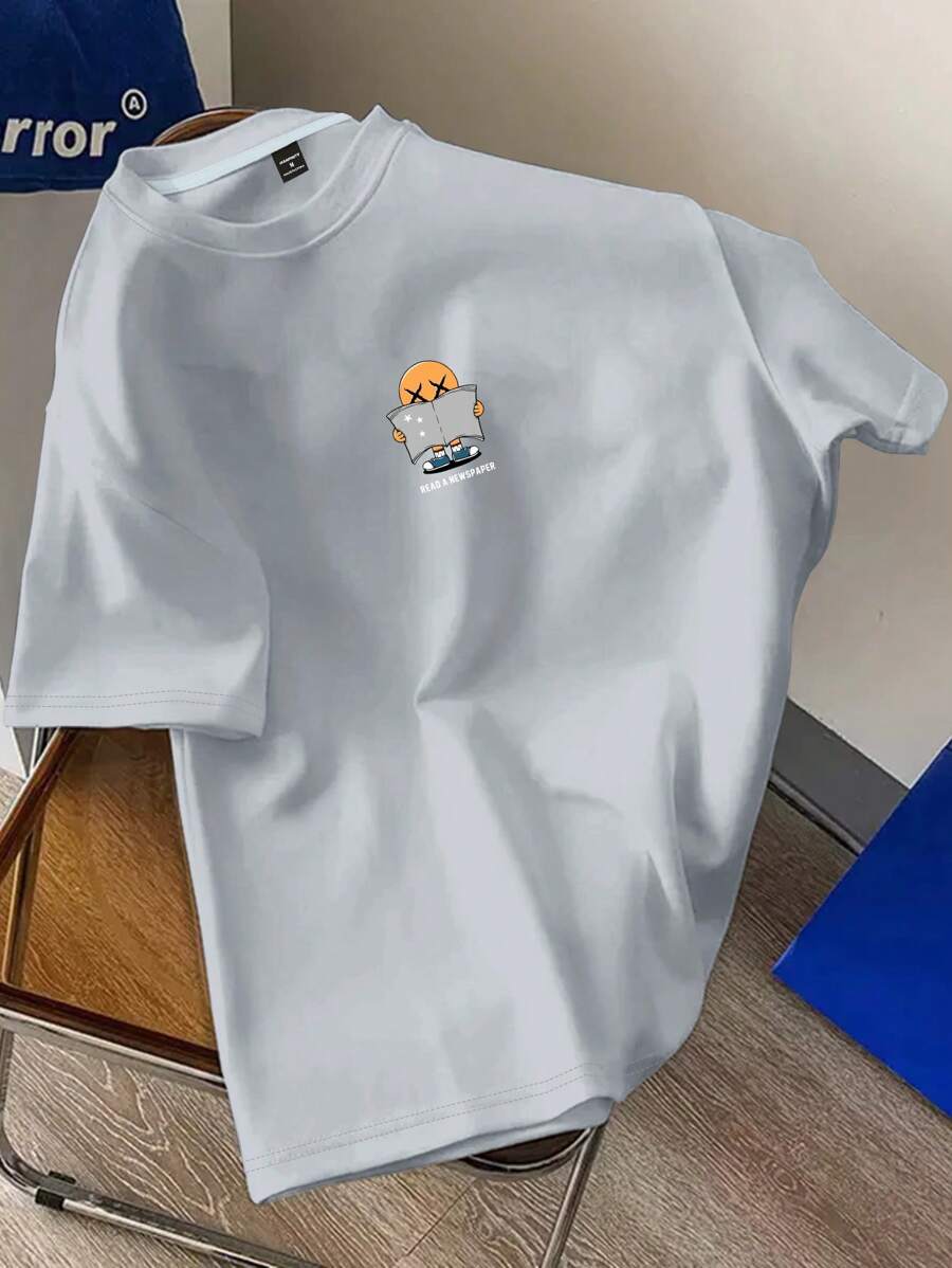Manfinity Joysei Men Cartoon Print Round Neck Short Sleeve Summer Casual T-Shirt - Grey - View 1