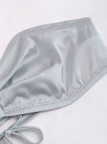 SHEIN Unity Áo thun băng vải satin màu trơn thời trang dành cho nữ - Bạc - Xem 3