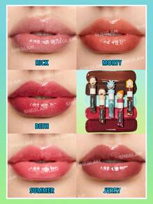 Rick and Morty X SHEGLAM Set De Brillo Labial De Family Counseling, Juego De Pintalabios LíQuido Hidratante De 5 Colores De Alto Brillo, Vegano, Sin Fragancia, No Pegajoso, Brillo Labial InstantáNeo Que Da Volumen, Adecuado Para Personas Con Labios Secos, Kit De Maquillaje De Labios De Regalo Lip Combo Marca Belleza Maquillaje Maquullaje CosméTica Para Mujeres NiñAs Perfecto Para Invierno Primavera Ideal Para Y2K Elegante Moda Adecuado Para CumpleañOs Regalo Fiesta Listo Mejor Color - Marrón - Ver 5