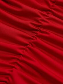 Vintage Sexy Lady Pleated Hollow Out Solid Color Dress For Women