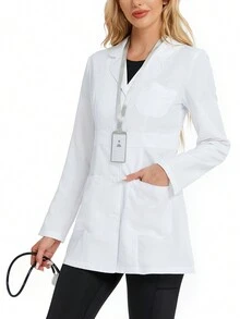 Women's Fashion Long Sleeve Fitted Lab Coat, Suitable For Halloween Cosplay Costume